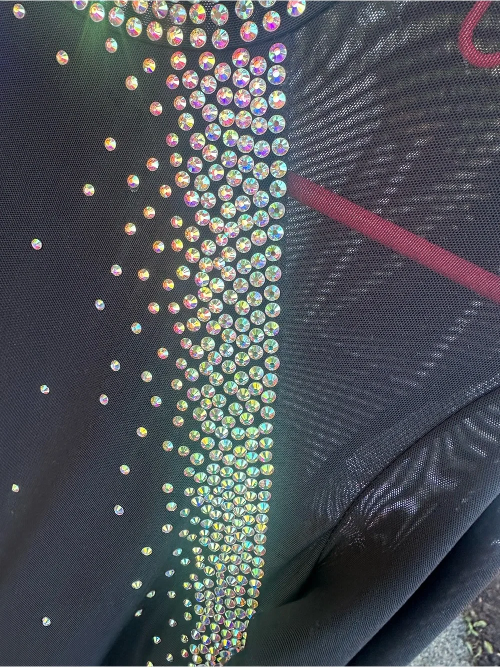 Black Girls' Long-Sleeve Rhinestone One-Piece Skating Dress or Dance Dress.